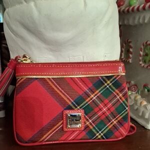 Dooney & Bourke Red and Green Plaid Wristlet